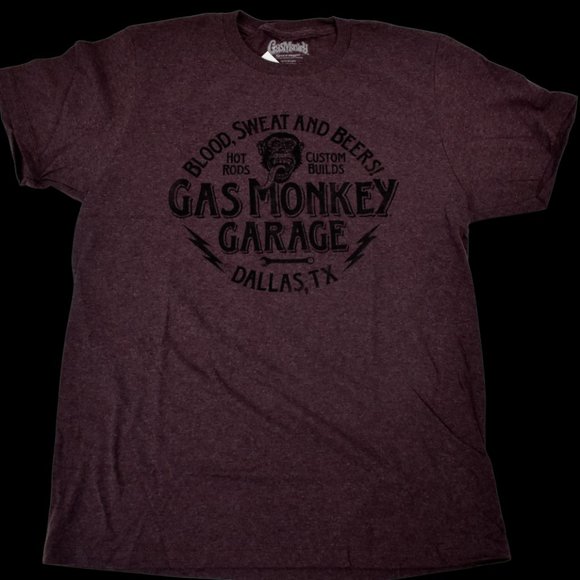 T-Shirt Uomo Gas Monkey Garage - Slogan Blood Sweat & Beers, Nero, 100% Cotone - Foto 2